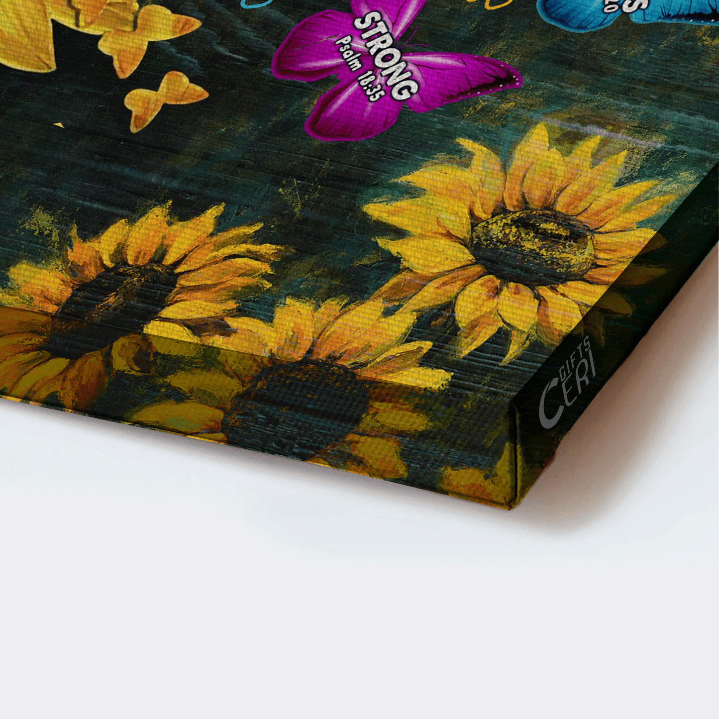 Jesus Landscape Canvas - Sunflower Painting, Colorful Butterfly, Dark Blue Background Canvas - Gift For Christian - God Says You Are Canvas