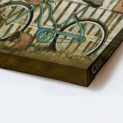 Jesus Landscape Canvas - Bicycle drawing, Daisy flower, Wicker baskets, Pergola with wisteria Landscape Canvas - Gift For Christian - Be kind