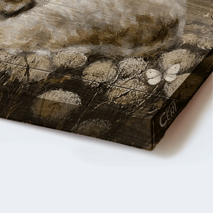 Jesus Landscape Canvas- Dandelion field painting, Sleeping cat, Butterfly canvas- Gift for Christian- Give it to God and go to sleep