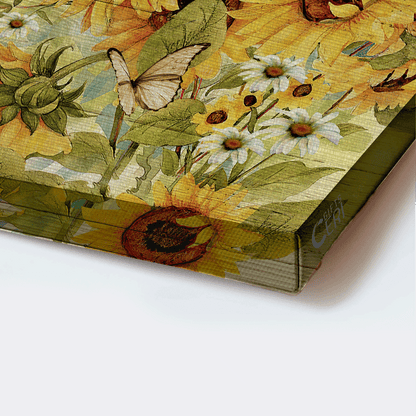 Jesus Landscape Canvas - Sunflower Garden, Daisy Flower, Butterfly Drawing Canvas - Gift For Christian - Just Breathe Canvas