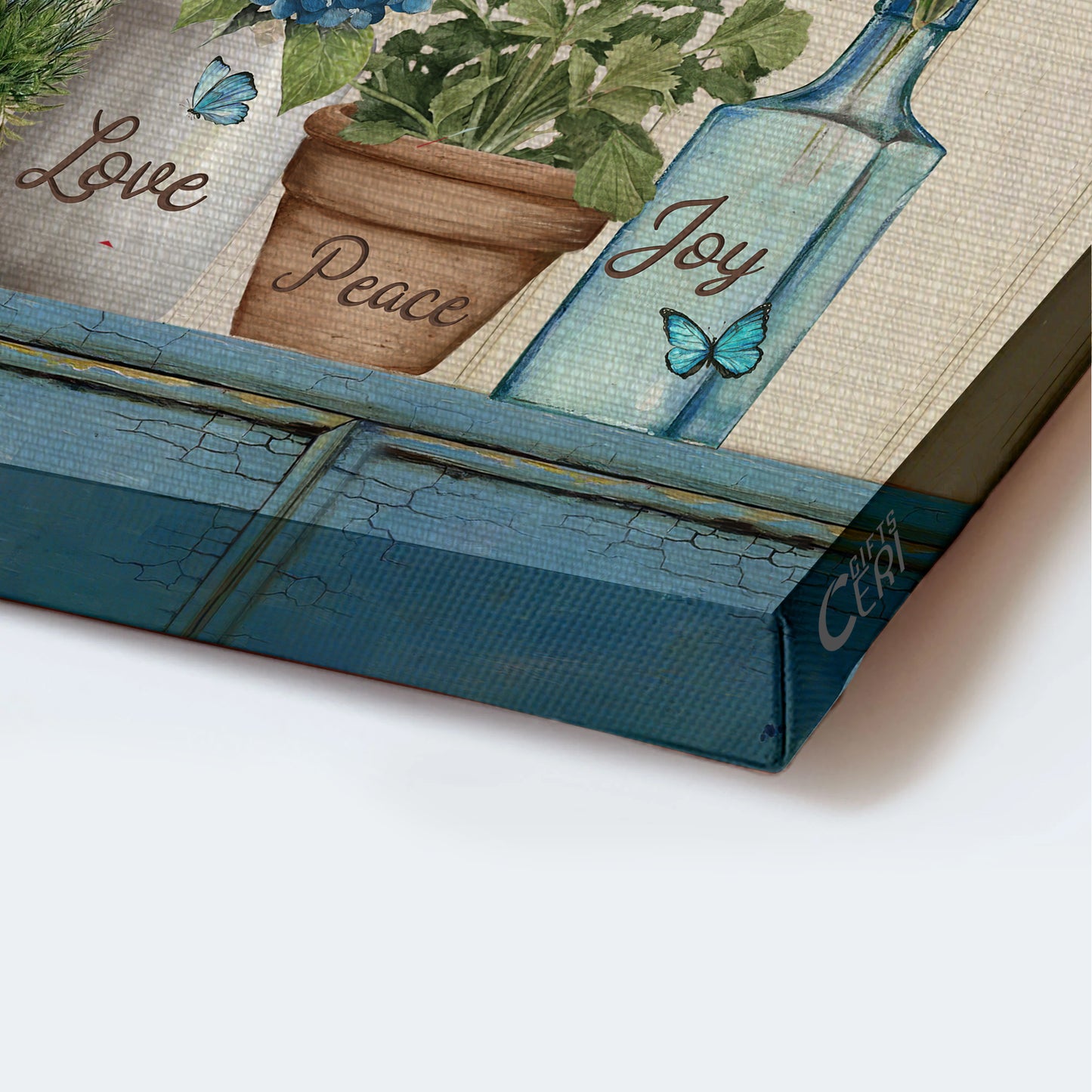 Jesus Landscape Canvas - Blue hydrangea, Flower garden, Pretty butterfly Landscape Canvas - Gift For Christian - Be still and know that I am God Landscape Canvas