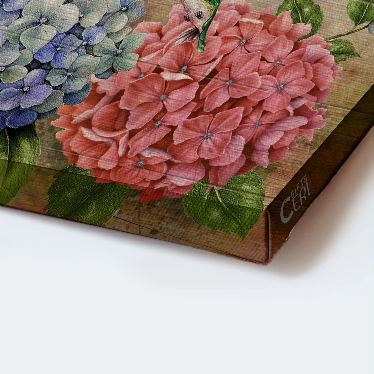 Jesus Landscape Canvas - Blue hydrangea, Pink hydrangea, White hydrangea, Green hummingbirds Landscape Canvas - Gift For Christian - Just breathe Landscape Canvas