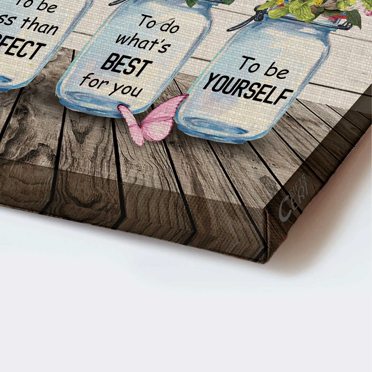 Jesus Landscape Canvas - Garden flower, Mason jars, Flower painting Landscape Canvas - Gift For Christian - It's okay to be yourself