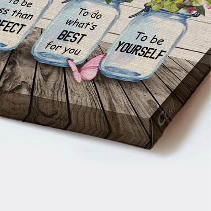 Jesus Landscape Canvas - Garden flower, Mason jars, Flower painting Landscape Canvas - Gift For Christian - It's okay to be yourself