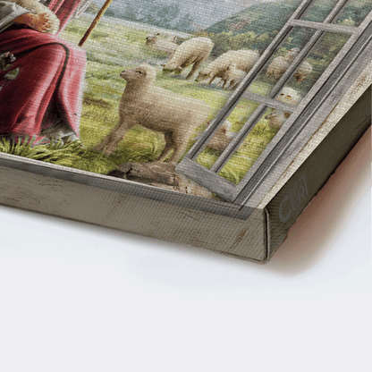 Jesus Landscape Canvas - Beautiful meadow, Lamb of God, The passion of Jesus, Pretty sunset Landscape Canvas - Gift For Christian