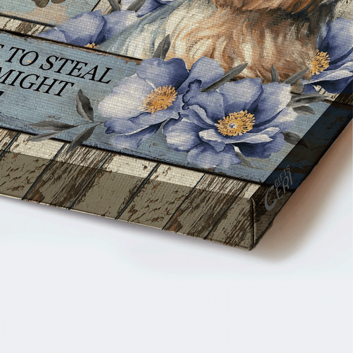 Jesus Landscape Canvas - Lovely Yorkshire Terrier, Blue flower Landscape Canvas - Gift For Christian - This home is protected by a dog with attitude Landscape Canvas