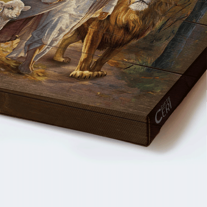 Jesus Landscape Canvas - Jesus walking, Lion painting Canvas - Gift For Christian - Spirit lead me where my trust is without borders Canvas