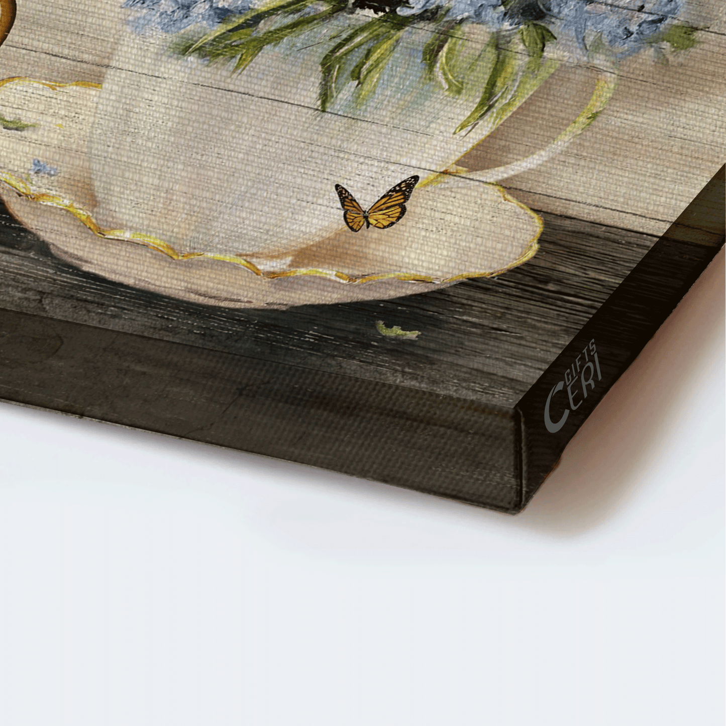 Jesus Landscape Canvas - Blue flower painting, Monarch butterfly, Abstract art Landscape Canvas - Gift For Christian - Be still & know that I am God Landscape Canvas