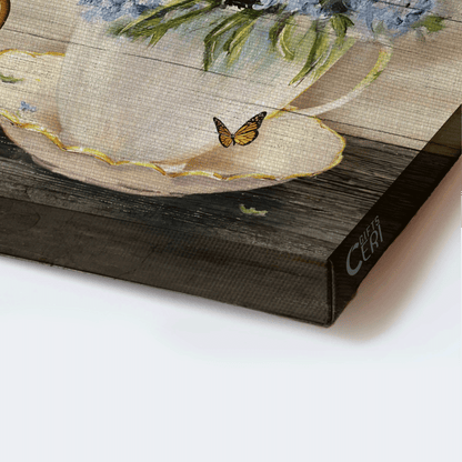 Jesus Landscape Canvas - Blue flower painting, Monarch butterfly, Abstract art Landscape Canvas - Gift For Christian - Be still & know that I am God Landscape Canvas