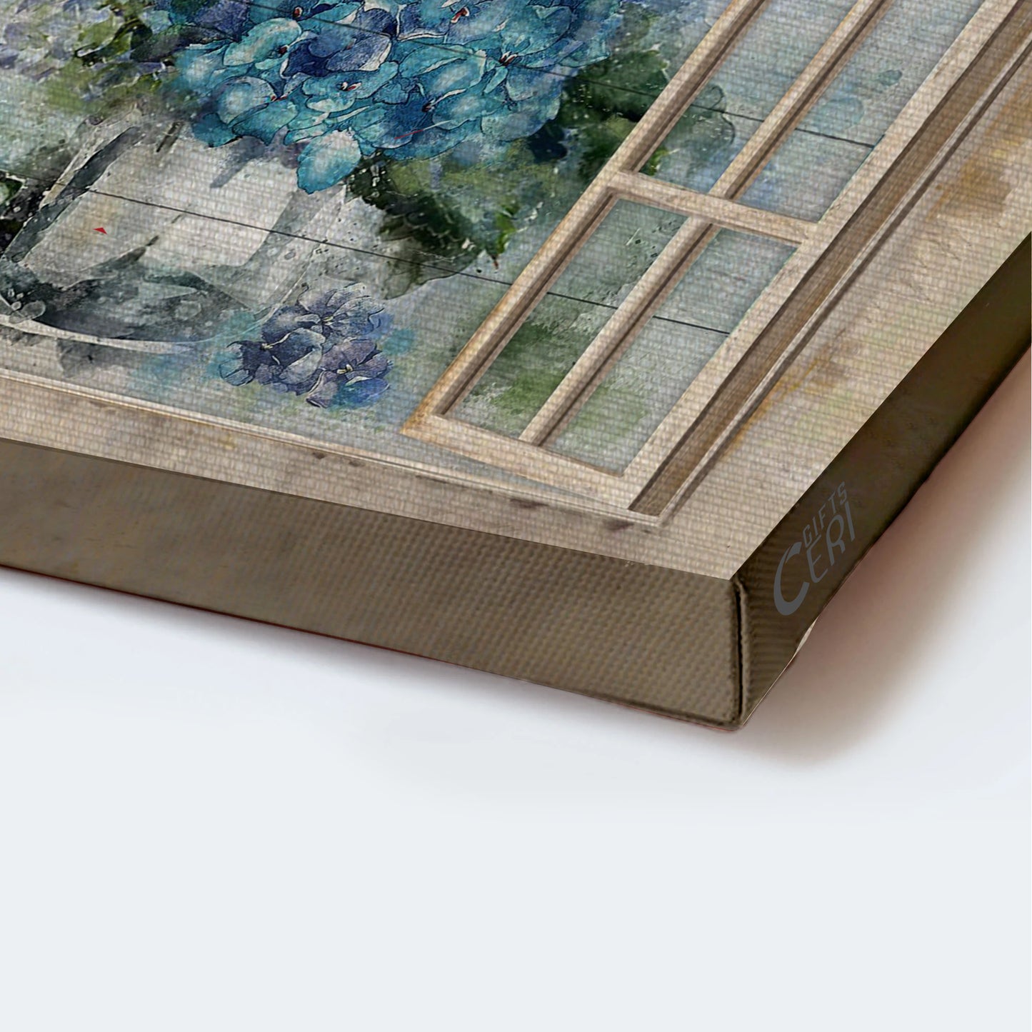 Jesus Landscape Canvas - Blue hydrangea, Green hummingbird, Window frame Landscape Canvas - Gift For Christian - Just breathe Landscape Canvas