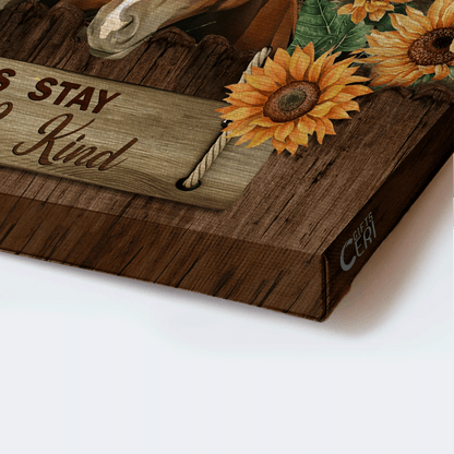 Jesus Landscape Canvas- Awesome Horse, Stunning Helianthus, Tranquil Farm, Sunflower Landscape Canvas- Gift For Christian- Always Stay Humble And Kind