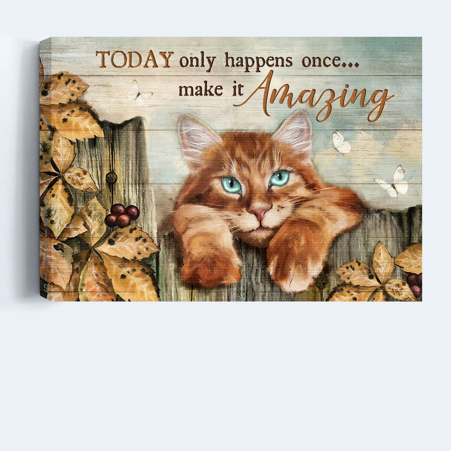 Jesus And Cat Landscape Canvas - Tabby Cat, White Butterfly, Garden Fence Canvas - Gift For Christian, Cat Lovers - Today Only Happens Once Canvas