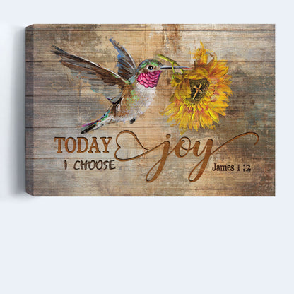 Jesus Landscape Canvas - Beautiful hummingbird painting, Amazing sunflower Landscape Canvas - Gift For Christian - Today I choose joy