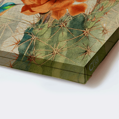Jesus Landscape Canvas - Orange cactus flower, Hummingbird drawing Landscape Canvas - Gift For Christian - Have courage and be kind Landscape Canvas