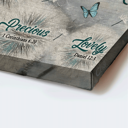 Jesus Landscape Canvas- Dandelion Field, Blue butterfly canvas- Gift for Christian- God says you are