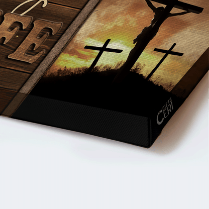 Jesus Landscape Canvas - Crucifixion of Jesus, Three crosses Landscape Canvas - Inspirational gift, Gift For Religious Christian - Jesus saved my life