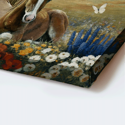 Jesus Landscape Canvas- Beautiful horses, Old rugged cross, Flower field canvas- Gift for Christian- Be still and know that I am God