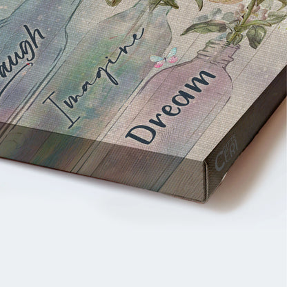 Jesus Landscape Canvas - Blue hydrangea, Red chrysanthemum, Dream color Landscape Canvas - Gift For Christian - Pray work laugh Landscape Canvas