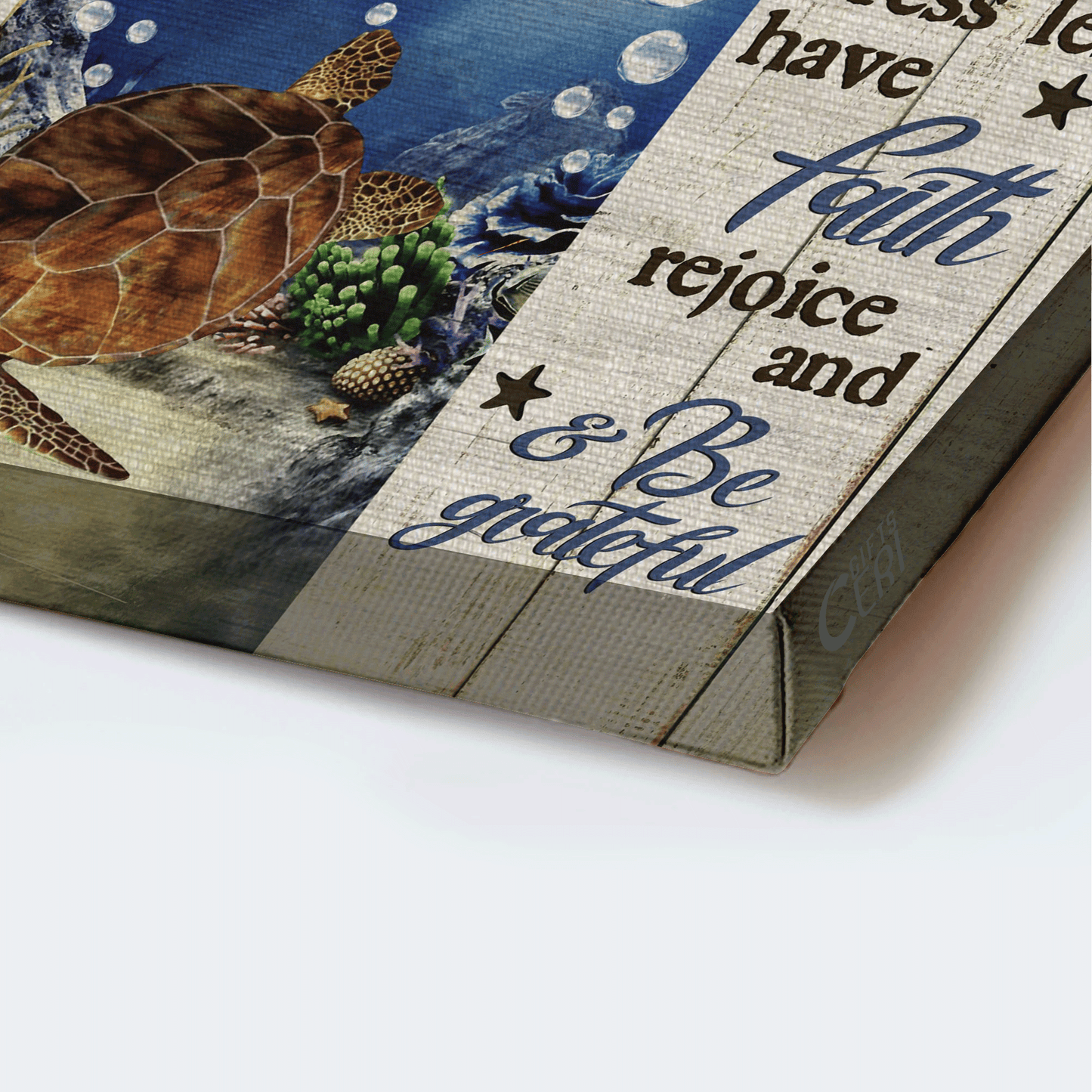 Jesus Landscape Canvas - Beautiful sea turtle, Blue ocean, Water bubbles, Pray big, Worry small Landscape Canvas - Gift For Christian