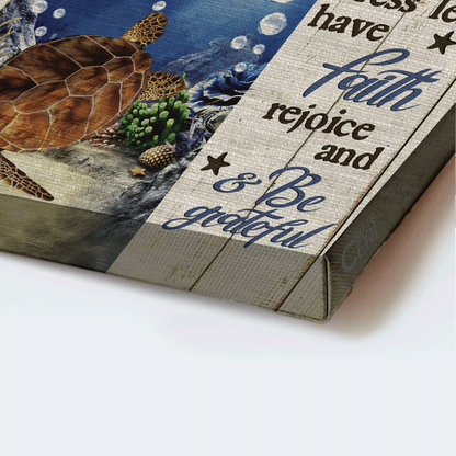 Jesus Landscape Canvas - Beautiful sea turtle, Blue ocean, Water bubbles, Pray big, Worry small Landscape Canvas - Gift For Christian