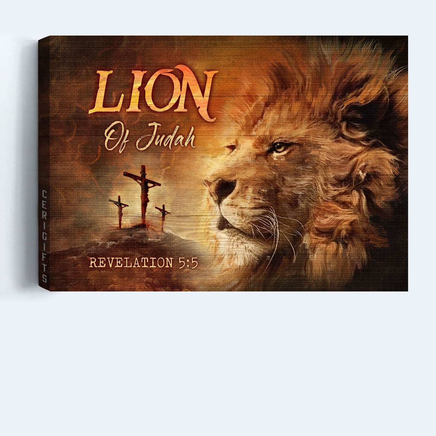 Jesus Landscape Canvas - Amazing lion, Orange sunset, King of kings Landscape Canvas - Gift For Religious Christian - Lion of Judah