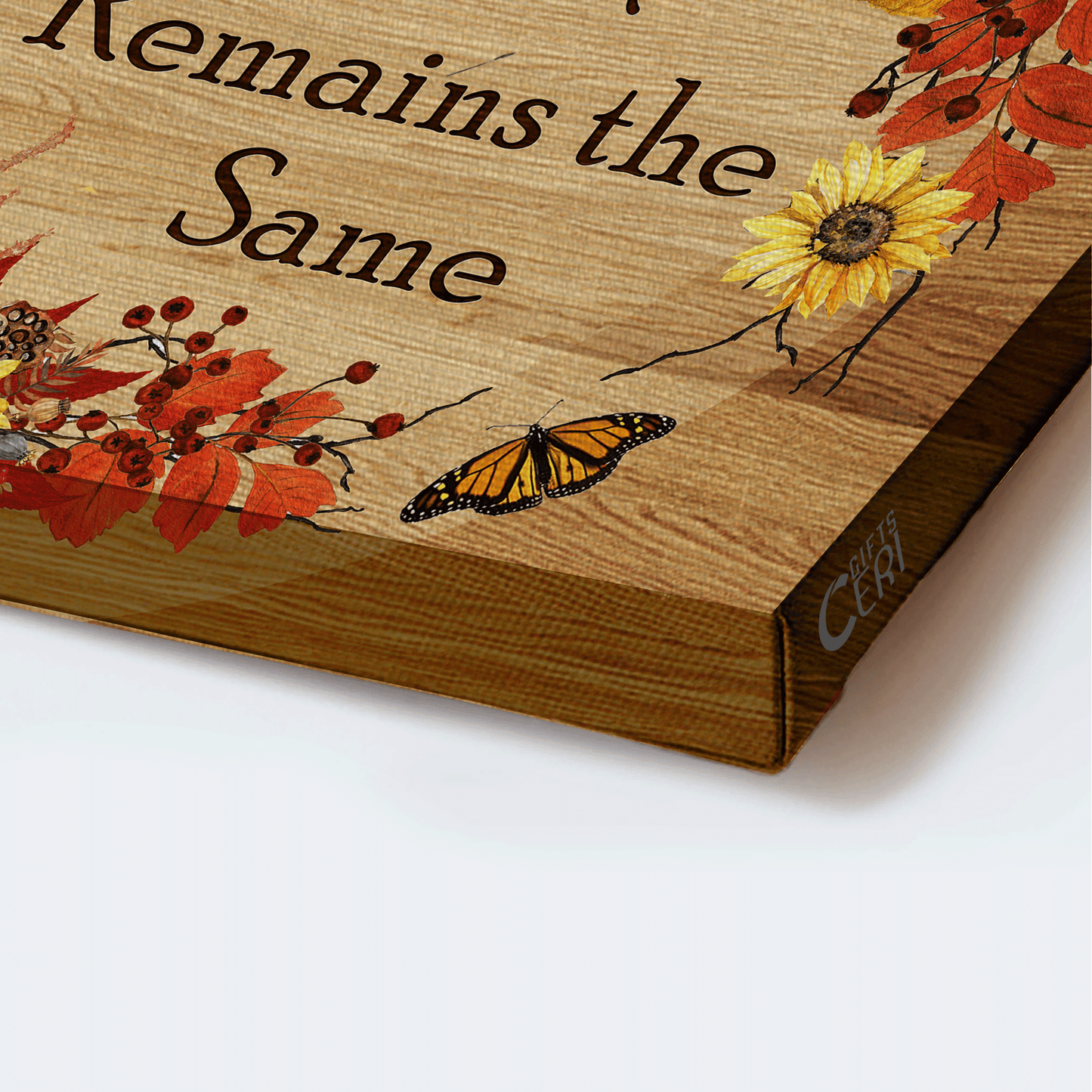 Jesus Landscape Canvas- Autumn, Butterfly, Cross, Pumpkin Canvas- Gift For Christian- Seasons Change But Jesus Christ Remain The Same