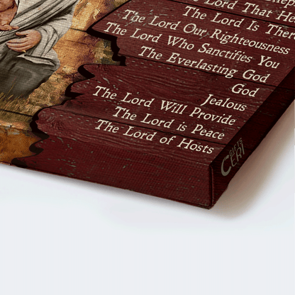 Jesus Landscape Canvas - Names of God, Jesus painting, The old testament Canvas - Gift for Christian Landscape Canvas Prints, Wall Art