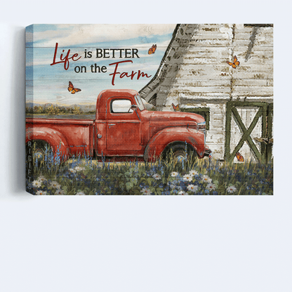 Jesus Landscape Canvas - Watercolor Ladybug Car, Old Barn, Windmill Canvas - Gift For Christian - Today I Choose Joy Canvas