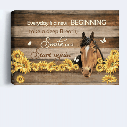 Jesus Landscape Canvas - Horse, Butterfly, Sunflower Landscape Canvas - Gift For Christian -  Everyday is a new beginning Landscape Canvas
