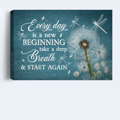 Jesus Landscape Canvas- Dandelion, Dragonfly canvas- Gift for Christian- Everyday is a new beginning