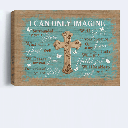 Jesus Landscape Canvas - Vintage Cross, Blue Background, Butterfly Canvas - Gift For Christian - I Can Only Imagine Canvas
