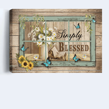 Jesus Landscape Canvas - Bible book, Daisy flowers, Sunflower Landscape Canvas - Gift For Christian - Simply blessed