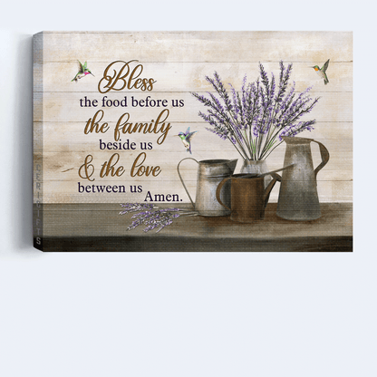 Jesus Landscape Canvas - Lavender, hummingbird Canvas - Gift For Christian - Bless the food before us Landscape Canvas