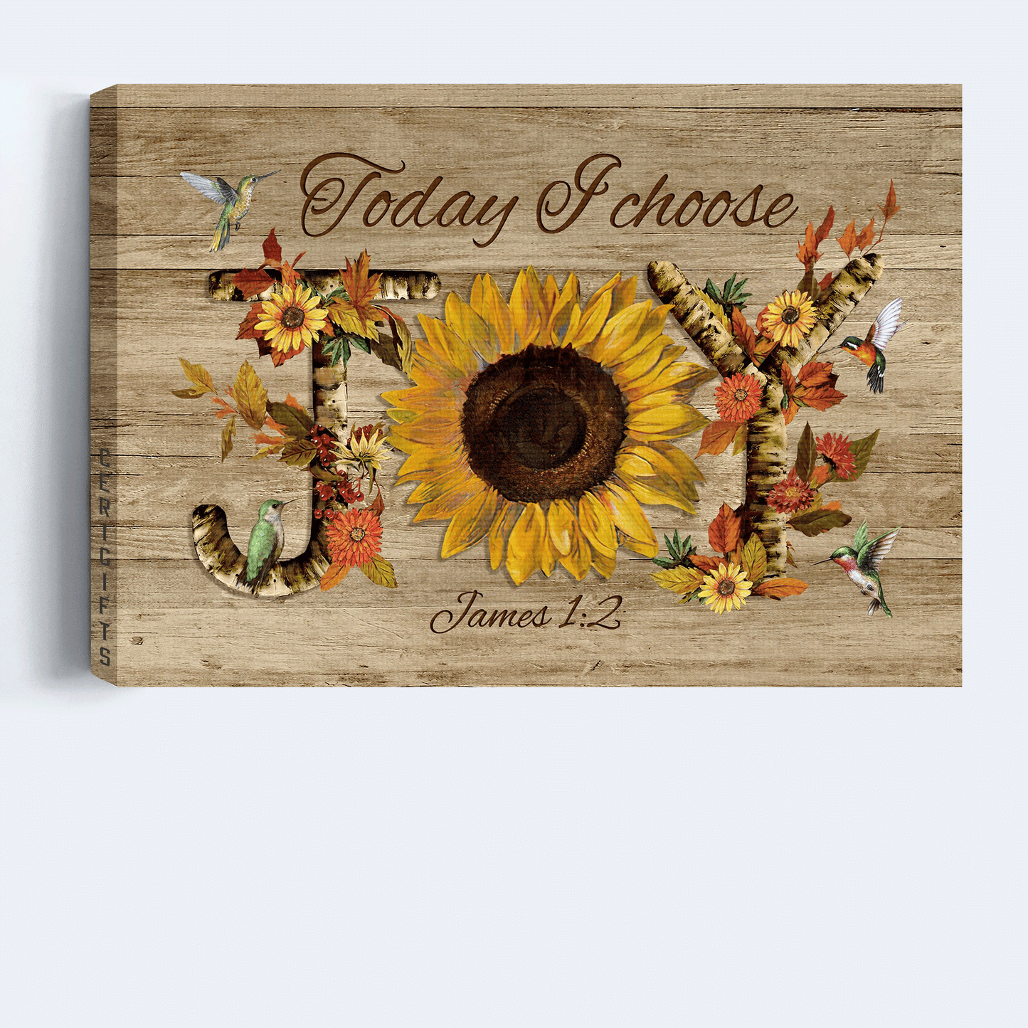 Jesus Landscape Canvas - Bible verse, Abstract sunflower, Watercolor hummingbirds Landscape Canvas - Gift For Christian - Today I choose joy Landscape Canvas
