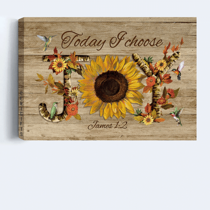 Jesus Landscape Canvas - Bible verse, Abstract sunflower, Watercolor hummingbirds Landscape Canvas - Gift For Christian - Today I choose joy Landscape Canvas