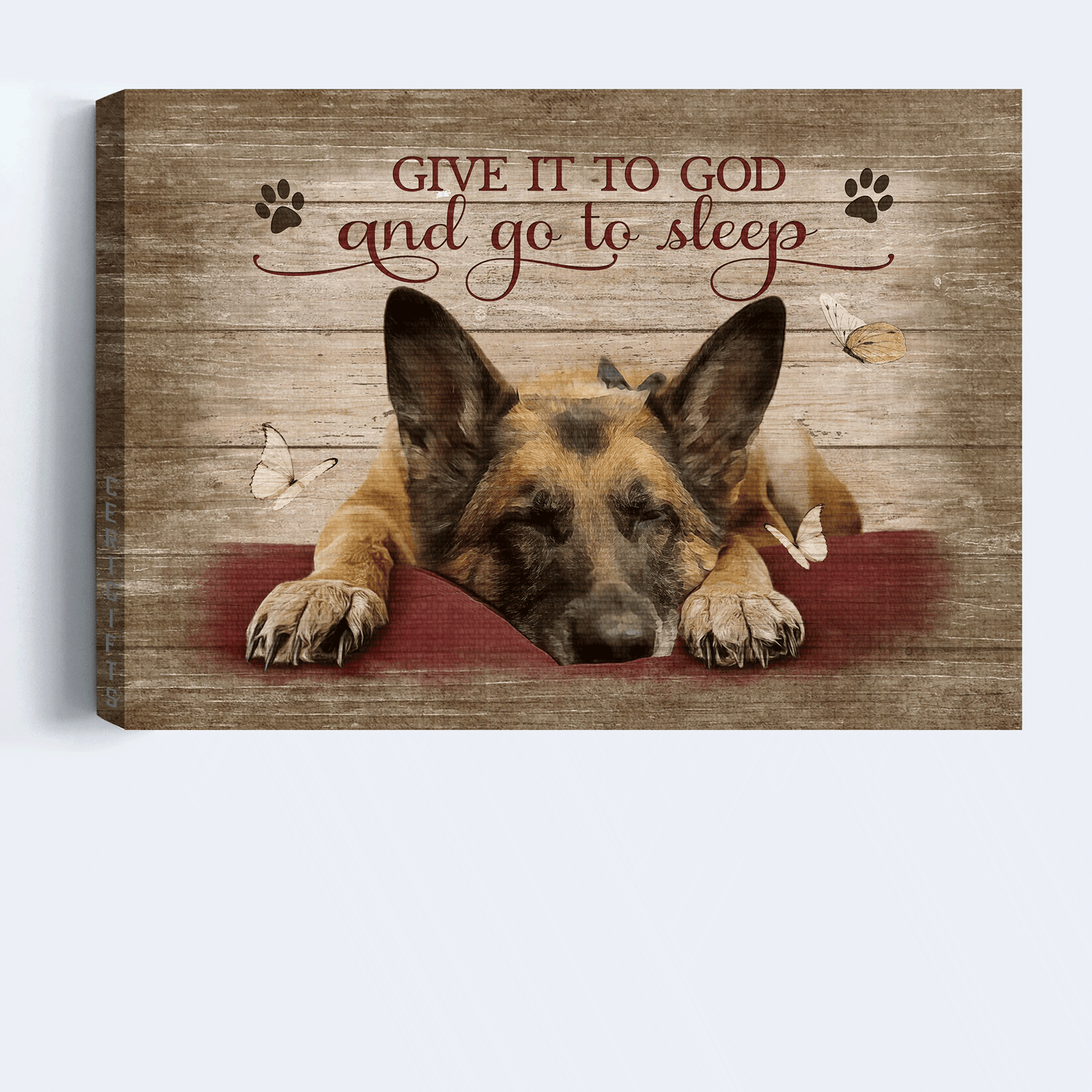 German Shepherd Landscape Canvas- German Shepherd drawing, Give it to God and go to sleep- Gift for Dog lover - Jesus Landscape Canvas Prints, Christian Wall Art