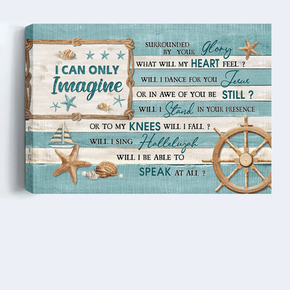 Jesus Landscape Canvas - The Seashells, Ocean Theme Canvas - Gift For Christian - I Can Only Imagine Canvas
