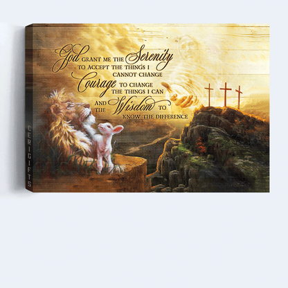Jesus Landscape Canvas - Jesus hand, Lion painting, Halo infinite Landscape Canvas - Gift For Christian - God grant me the serenity Landscape Canvas