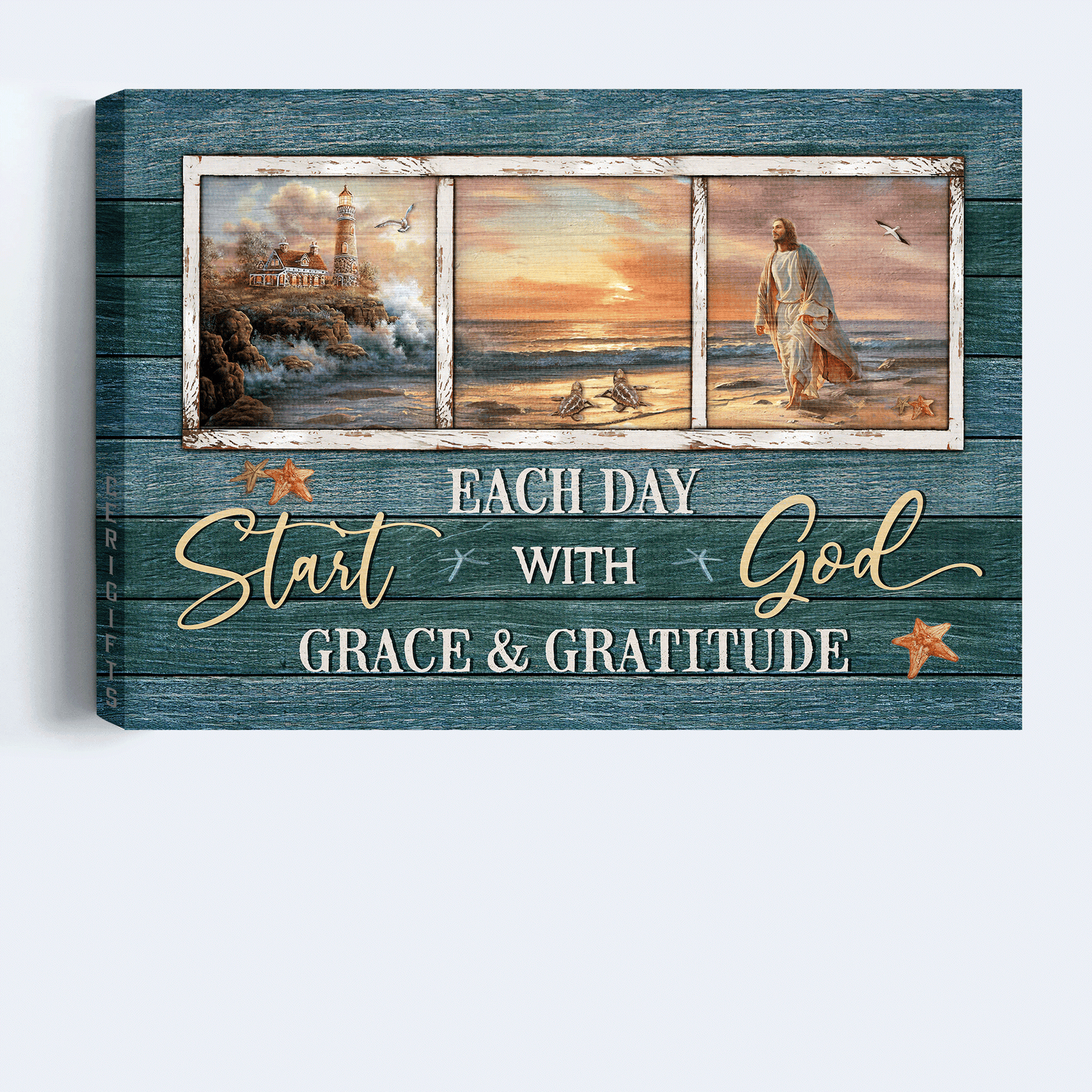 Jesus Landscape Canvas - Beautiful beach, Jesus painting, Sunset Landscape Canvas - Gift For Christian - Start each day with God