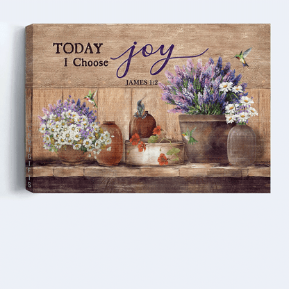 Jesus Landscape Canvas - Lavender vase, Beautiful flower, Hummingbird Canvas - Gift For Christian - Today I choose joy Landscape Canvas
