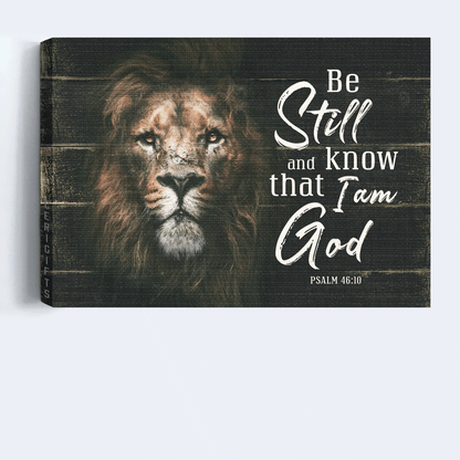 Jesus Landscape Canvas - Lion painting, Be still and know that I am God PSALM 46:10  Landscape Canvas - Gift For Christian  Landscape Canvas