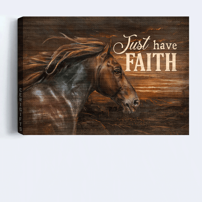 Jesus Landscape Canvas- Black horse, Dark orange sunset, Jesus painting- Gift for Christian- Just have faith - Landscape Canvas Prints, Christian Wall Art