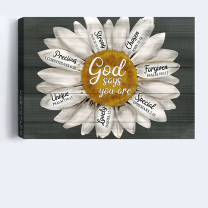 Jesus Landscape Canvas- Daisy, Flower painting- Gift for Christian - God says you are - Landscape Canvas Prints, Wall Art