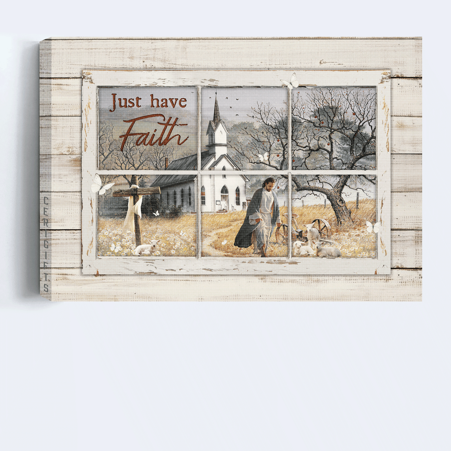 Jesus Landscape Canvas - Vintage Church, Peace Painting, Walking With Jesus Canvas - Gift For Christian - Just Have Faith Canvas