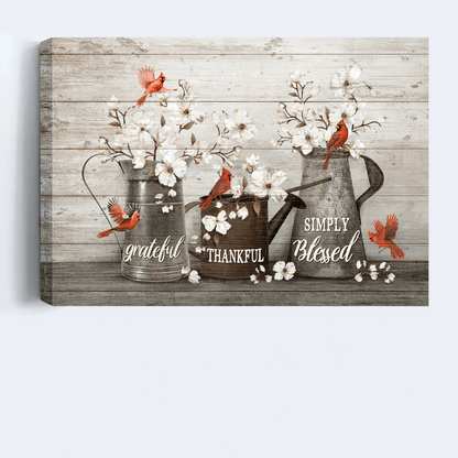Jesus Landscape Canvas - Beautiful white flowers, Red cardinals, Water pots Landscape Canvas - Gift For Christian - Simply blessed
