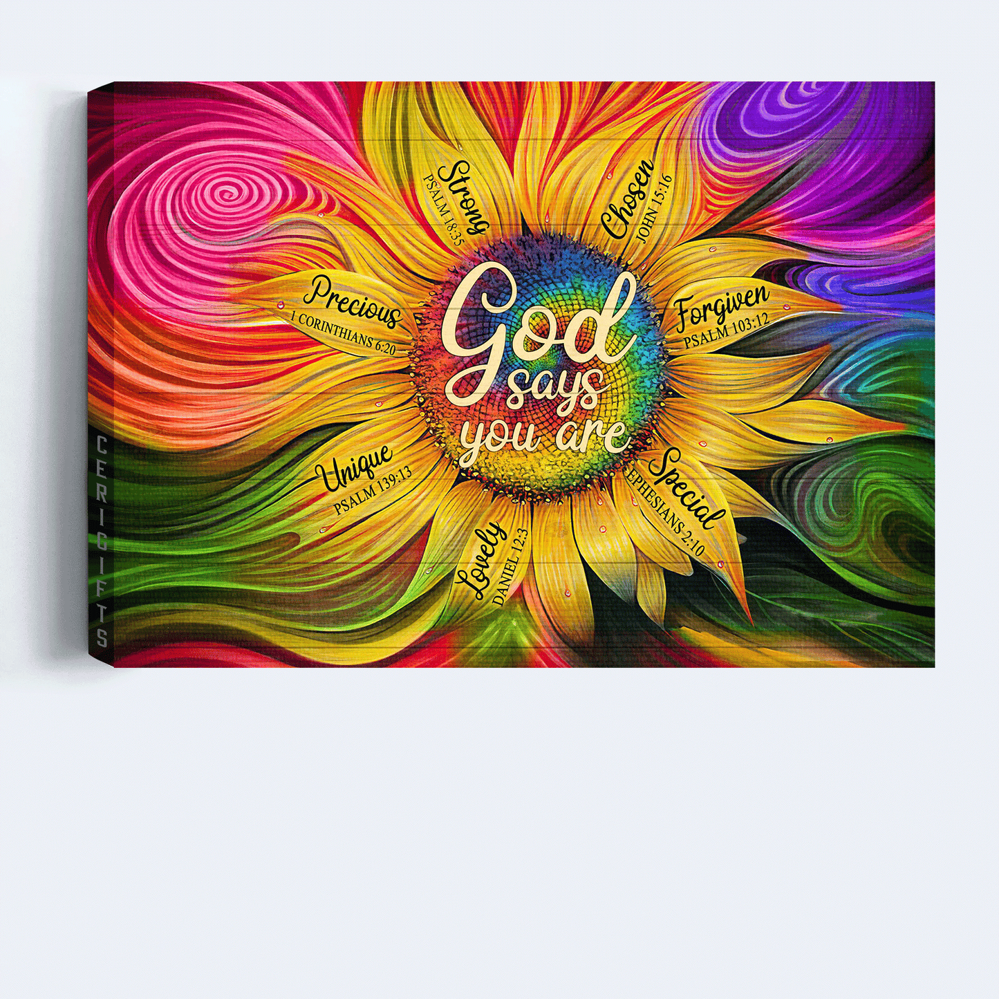 Jesus Landscape Canvas - Sunflower Painting Canvas - Gift For Christian - God Says You Are Unique Canvas