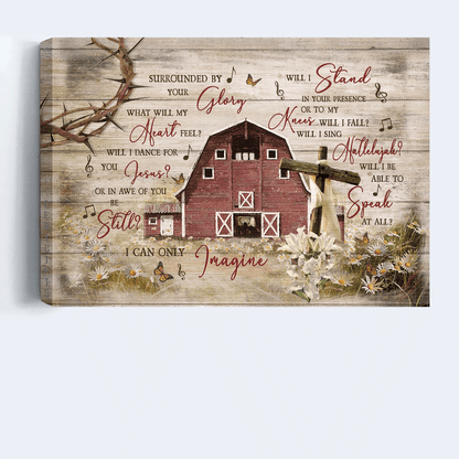 Jesus Landscape Canvas- Beautiful house, Flower field, Cross symbol canvas- Gift for Christian- I can only imagine
