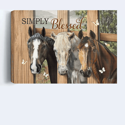 Jesus Landscape Canvas- Beautiful horse drawing, Quarter horse, White butterfly canvas- Gift for Christian- Simply blessed