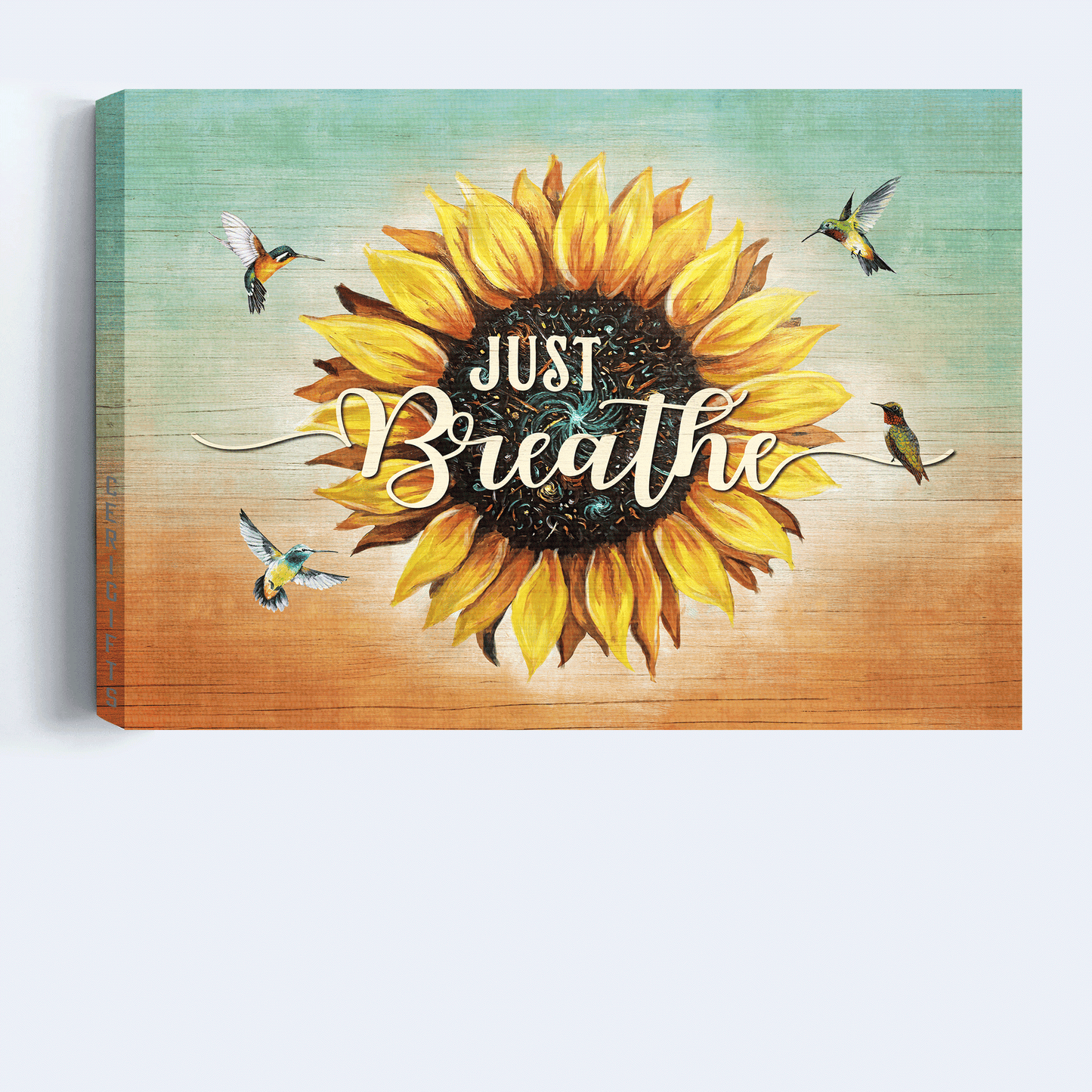 Jesus Landscape Canvas - Big sunflower, Cardinal painting, Pastel background Landscape Canvas - Gift For Christian - Just breathe Landscape Canvas