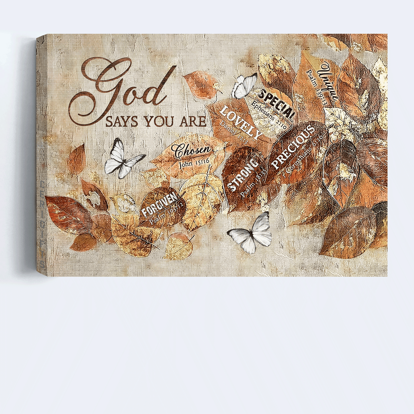 Jesus Landscape Canvas- Autumn Leaves, White Butterfly Canvas- Gift For Christian- God Says You Are